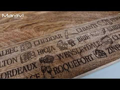 Wooden Serving Board Cheese and Wine 50cm