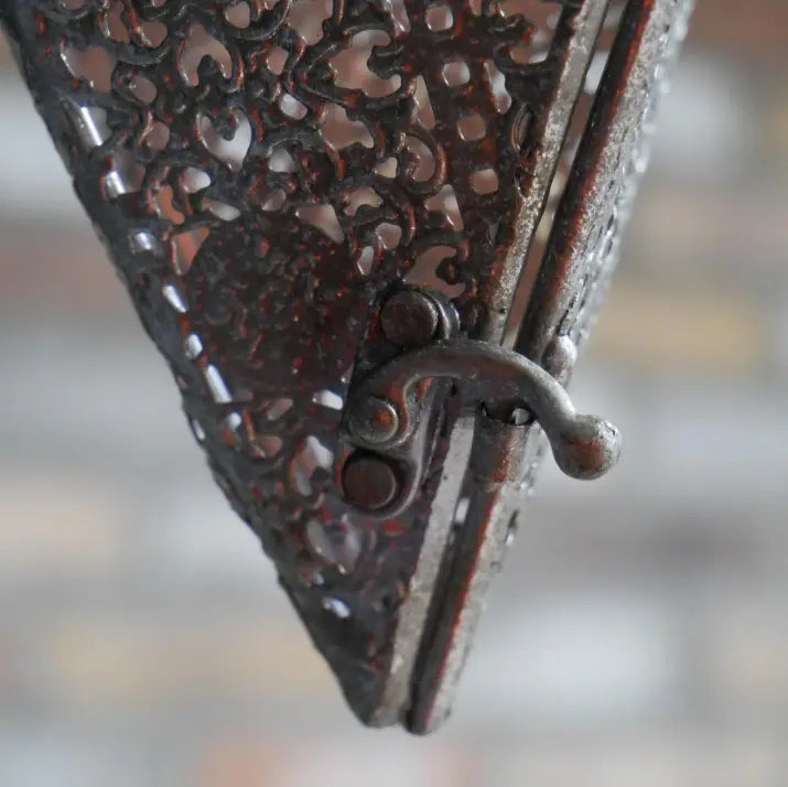 Lata Heart Decoration Hanging Tea Light Lantern - Closeup of Catch