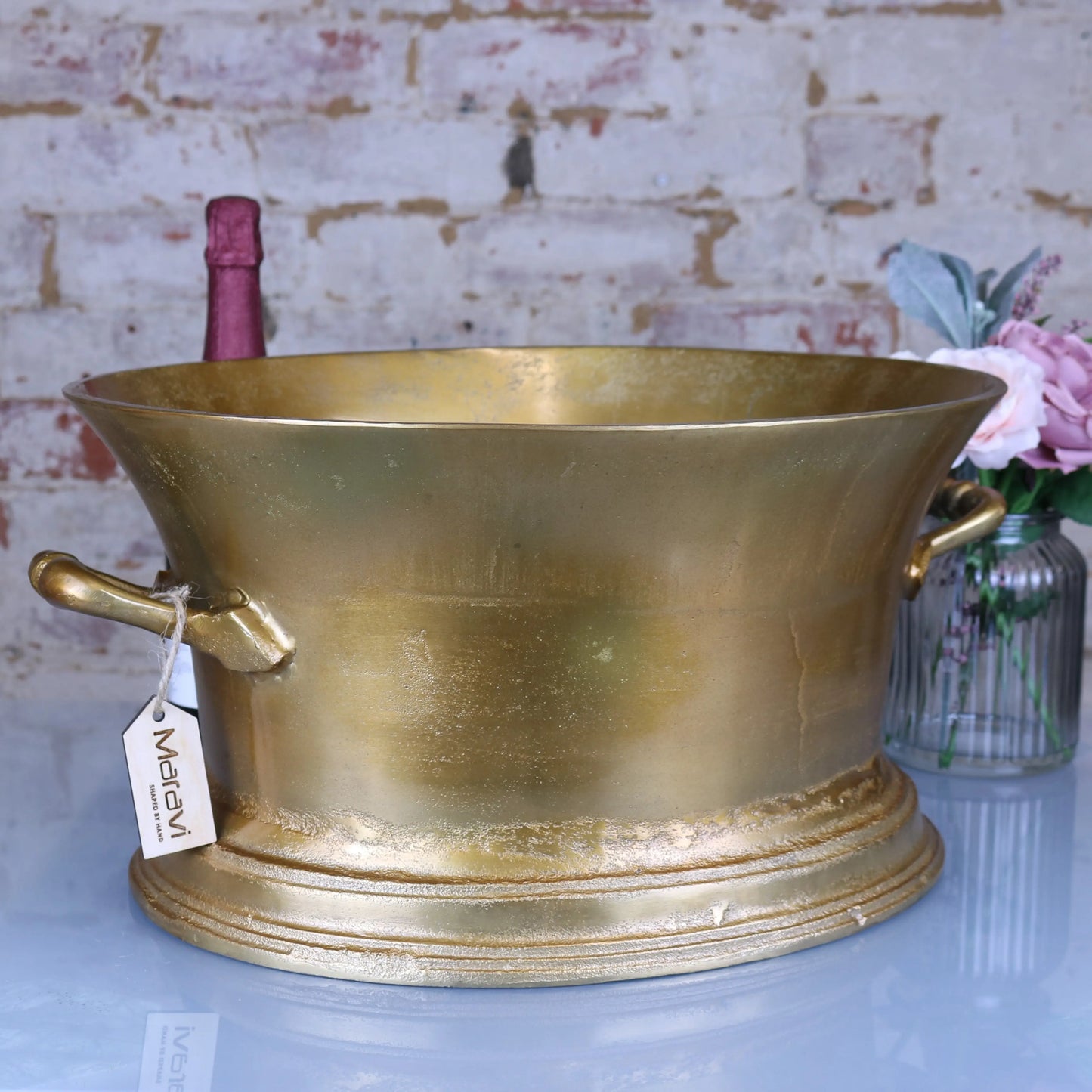 Moyar Champagne Ice Bath Cast Distressed Gold Empty