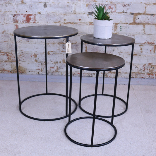 Karari Vintage Gold Metal Set of 3 Occasional Tables Main Image