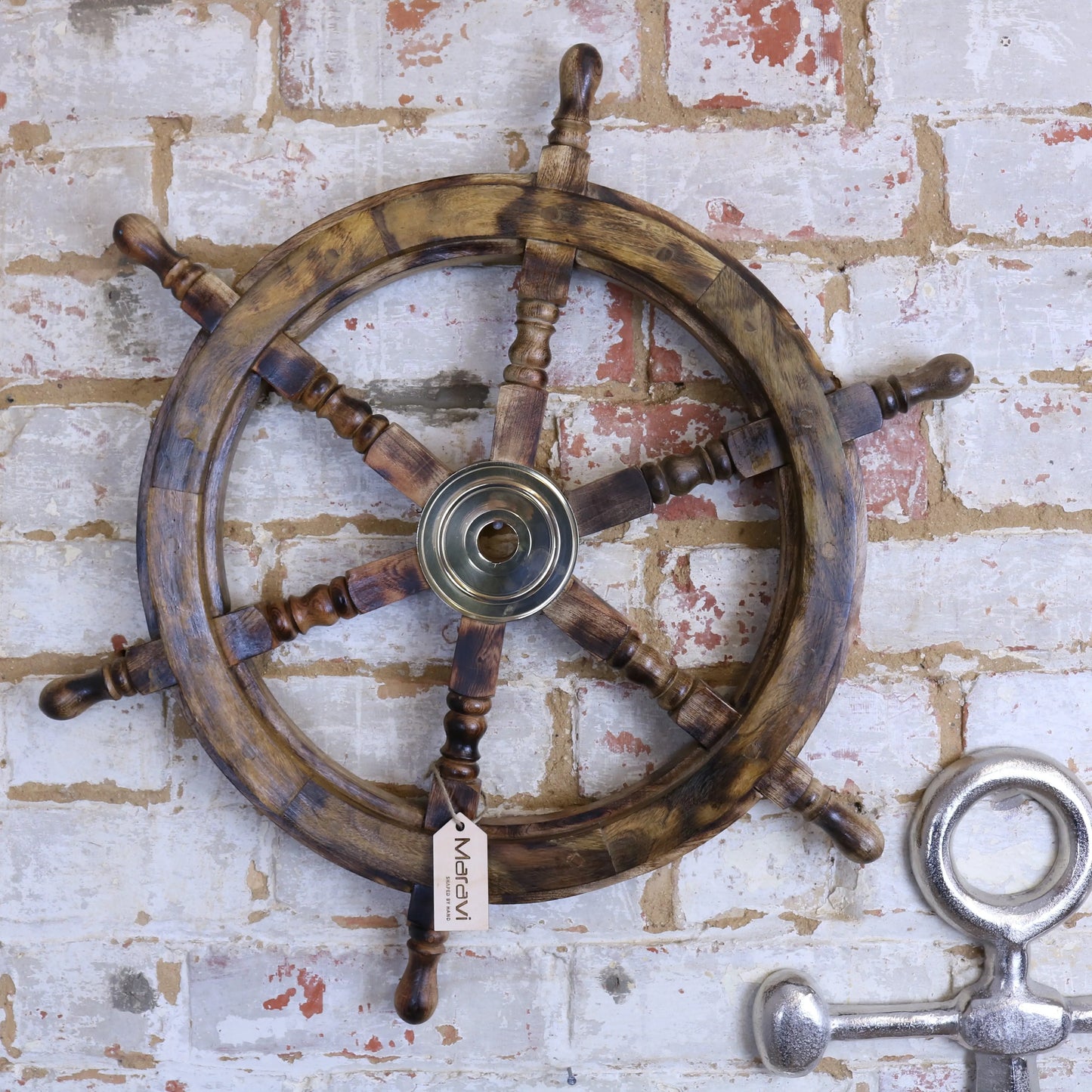 Naav Ships Wheel Natural Wood Colour Large 61cm Main Image