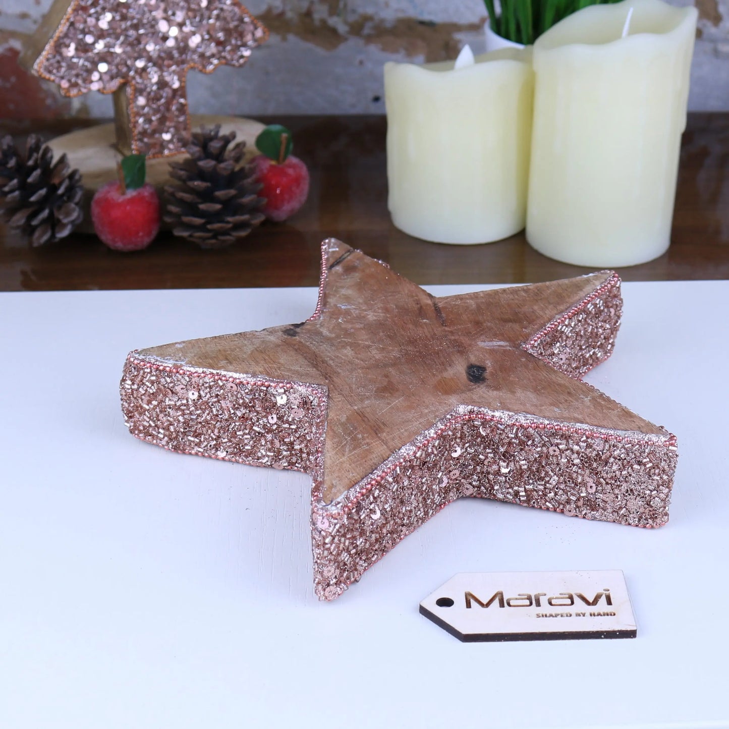 Lovell Decorative Board 20cm Star Copper Jewel Design Maravi
