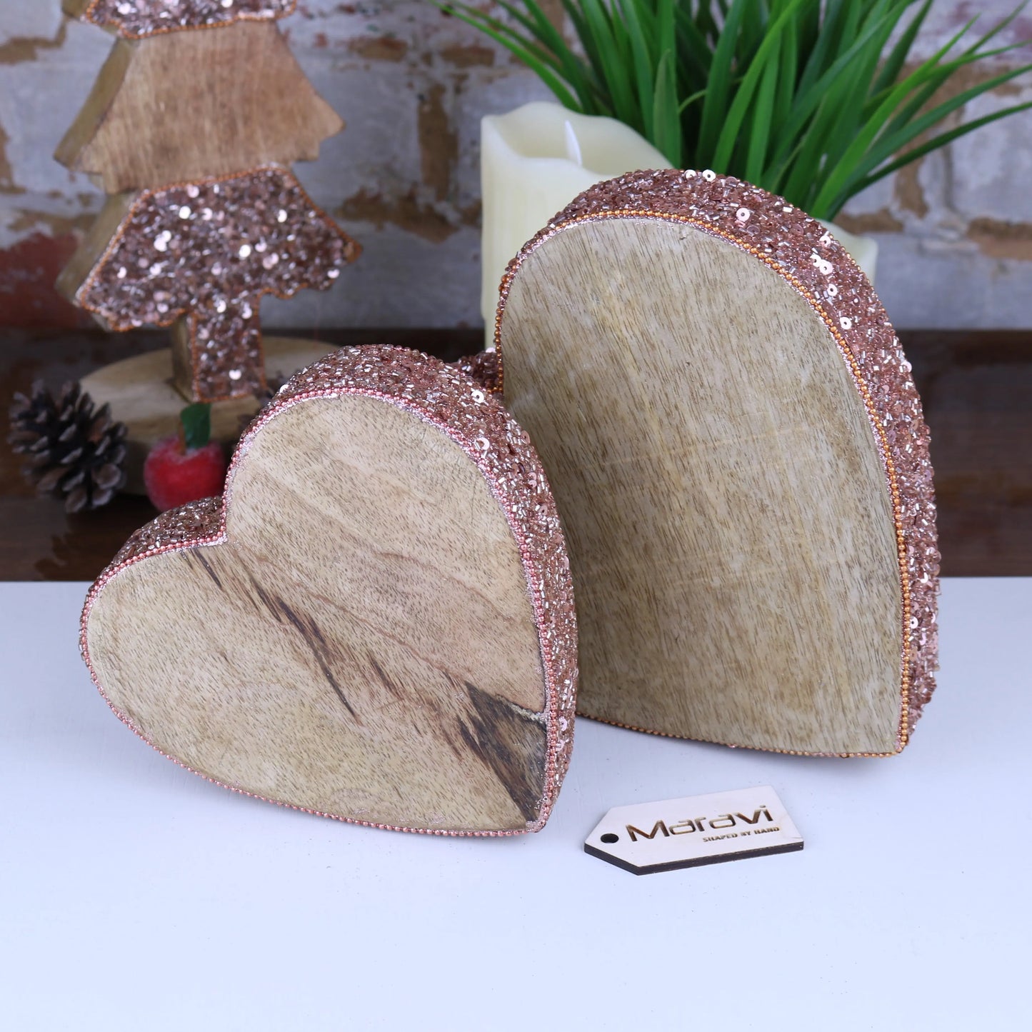 Lovell Decorative Board Heart with Copper Jewel Design Maravi