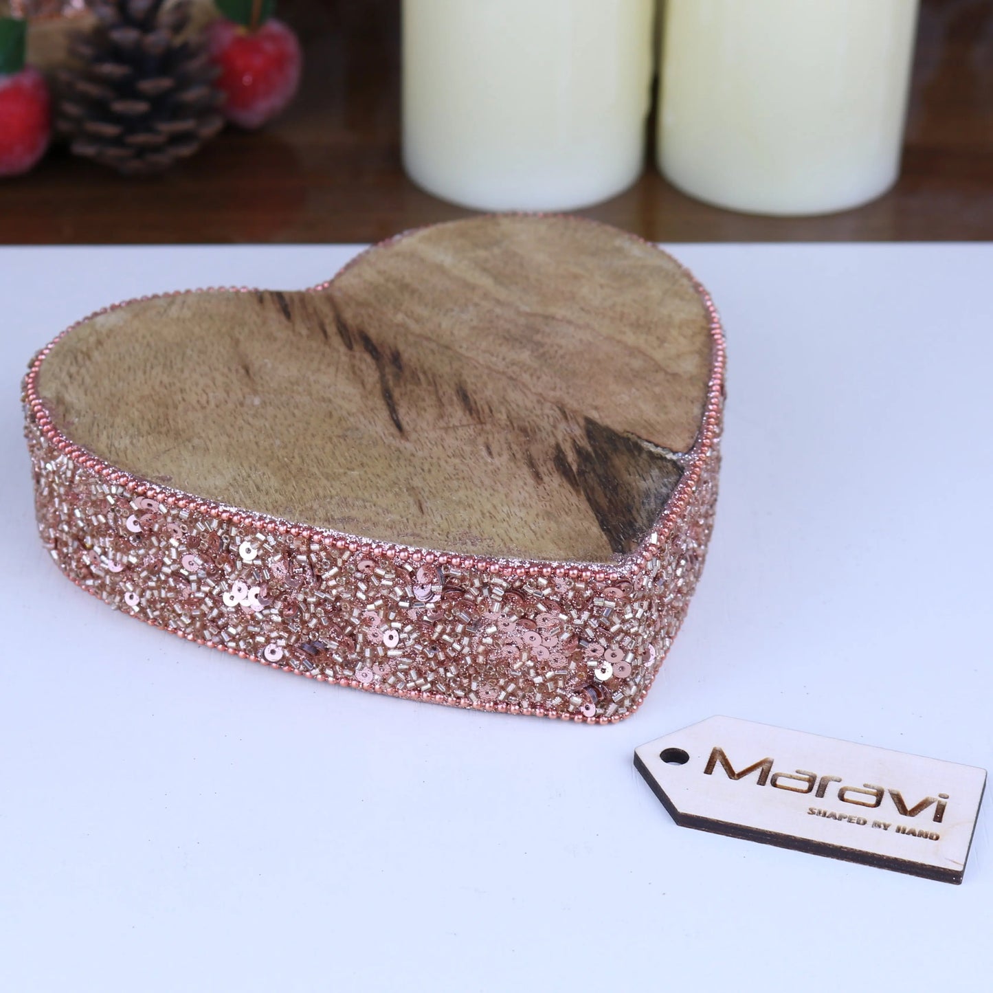 Lovell Decorative Board Heart with Copper Jewel Design Maravi