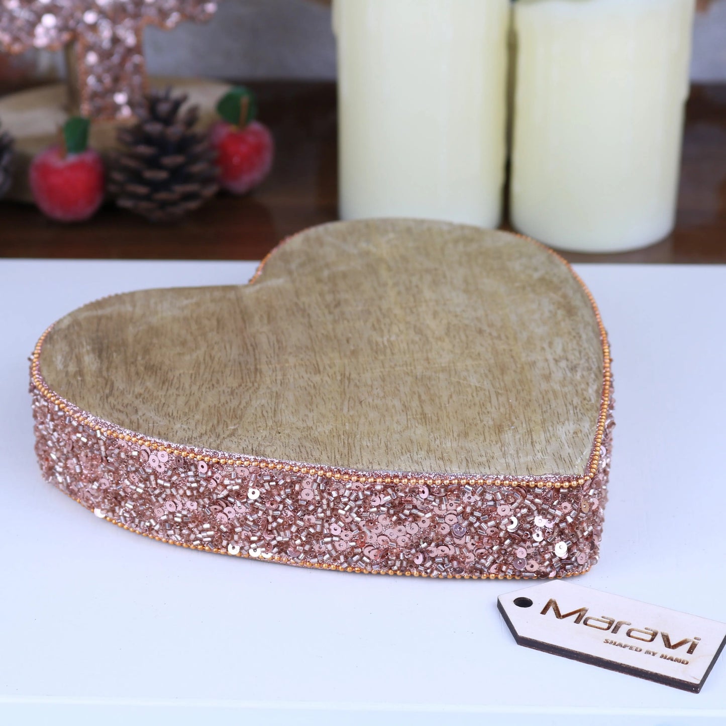 Lovell Decorative Board Heart with Copper Jewel Design Maravi