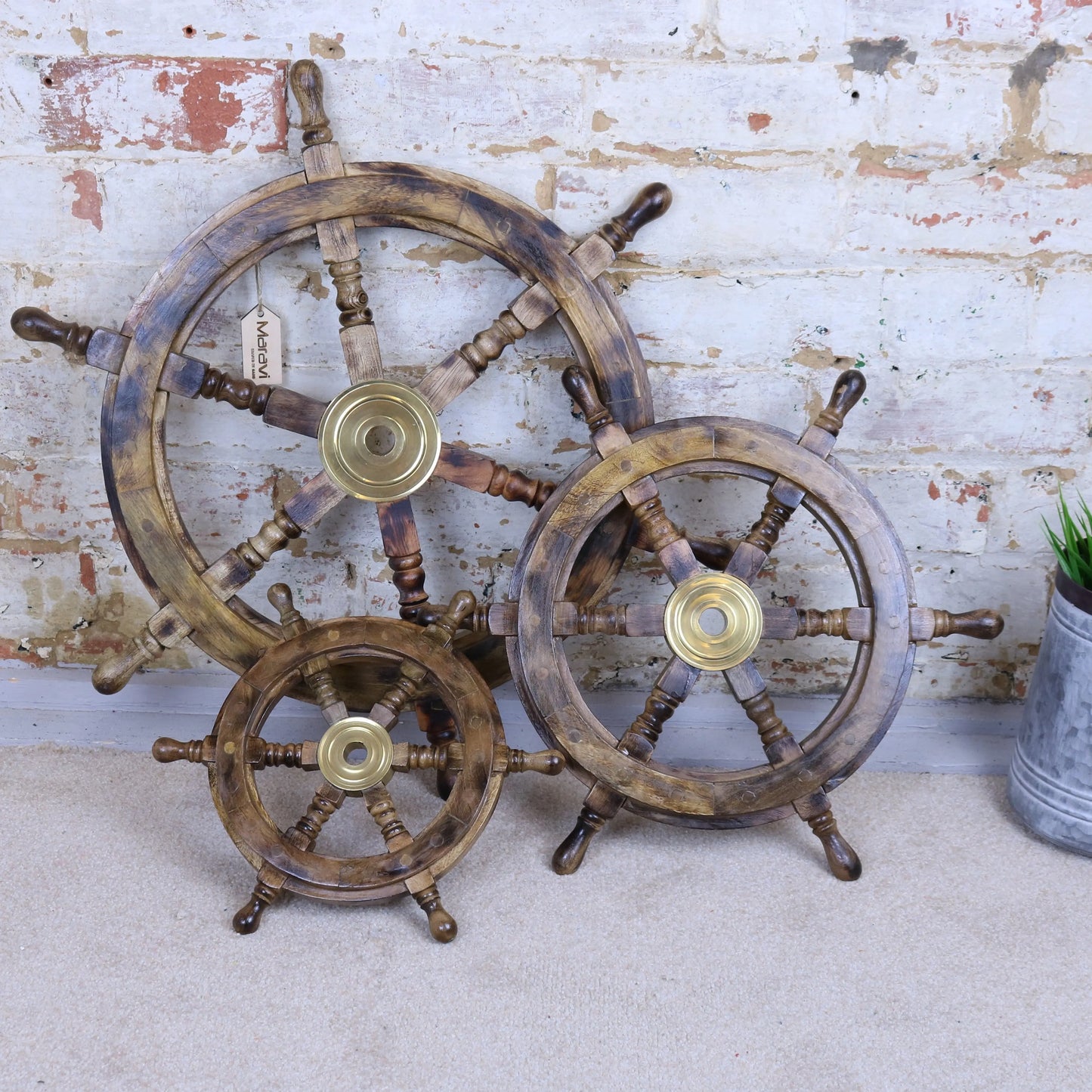 Naav Ships Wheel Natural Wood Colour Main Image