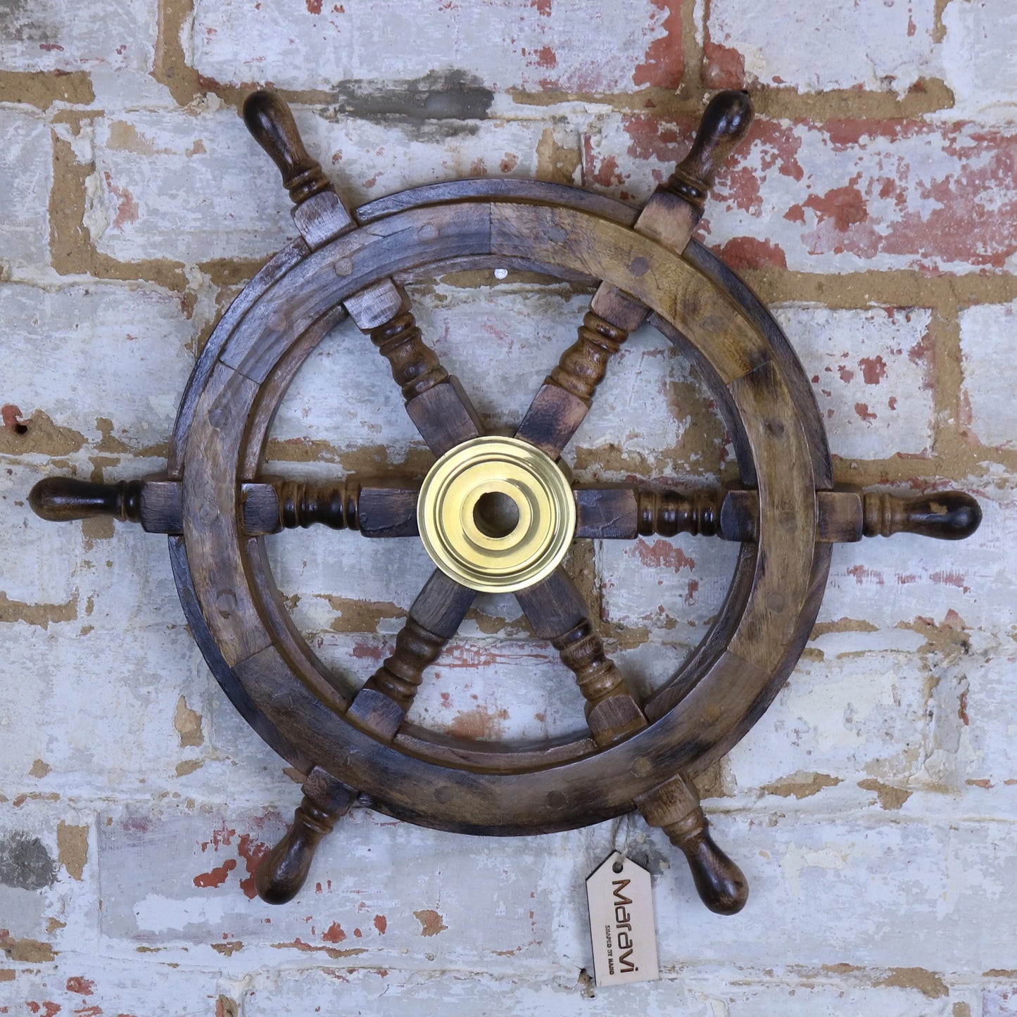 Naav Ships Wheel Natural Wood Colour Medium 48cm Main Image
