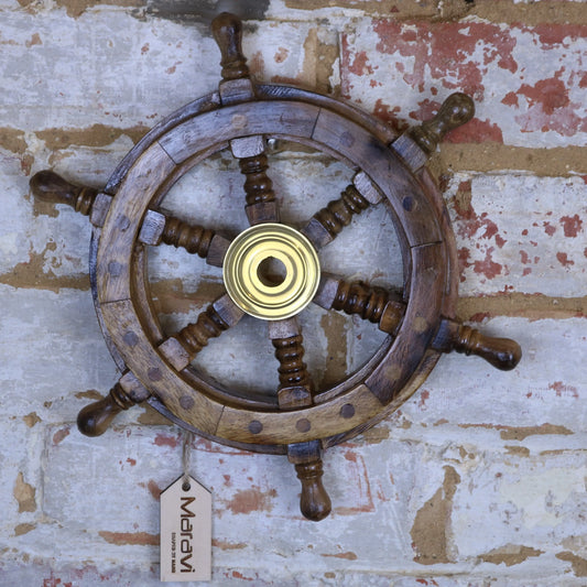 Naav Ships Wheel Natural Wood Colour Small 30cm Main Image