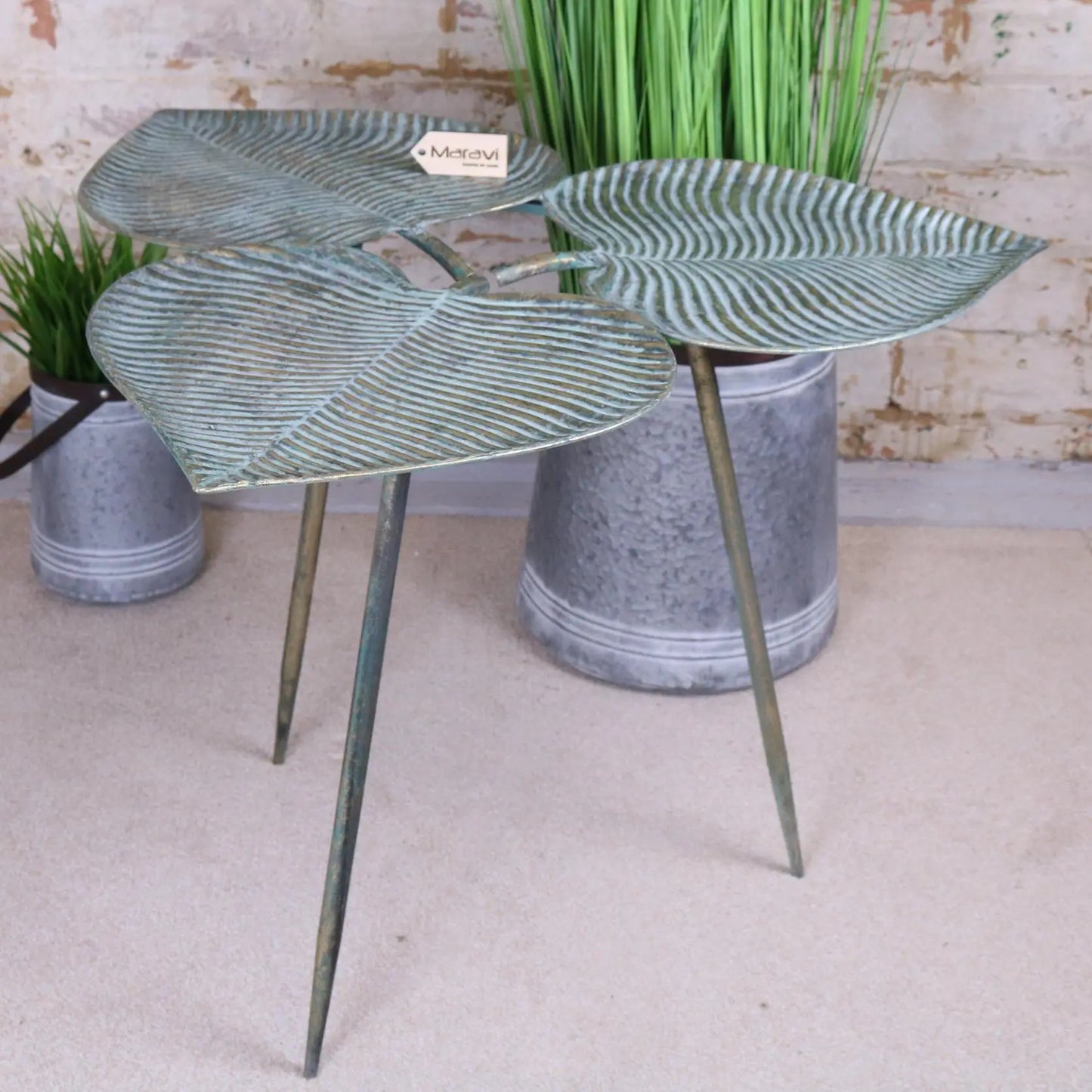 Ramai Three Leaf Shape Side Table Angle Top View