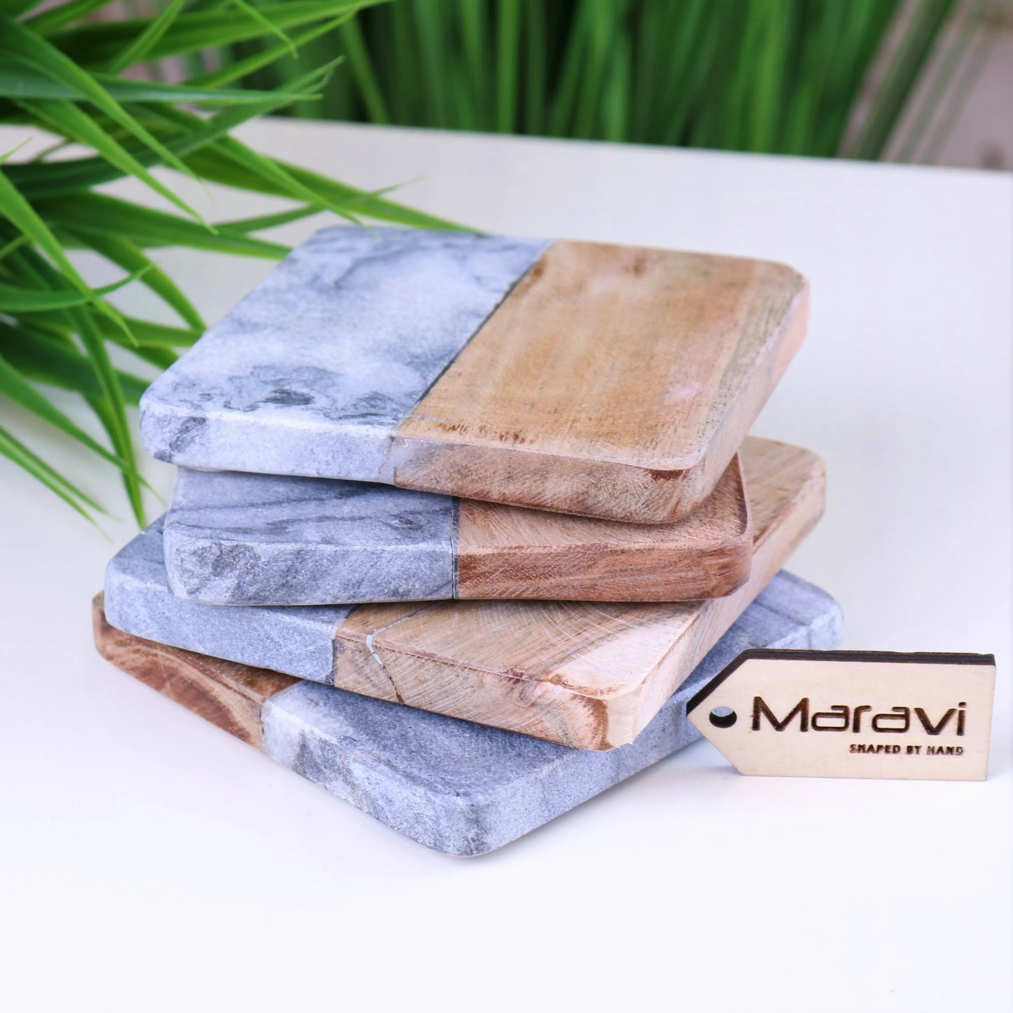 Salya Grey Marble Coasters Main Image