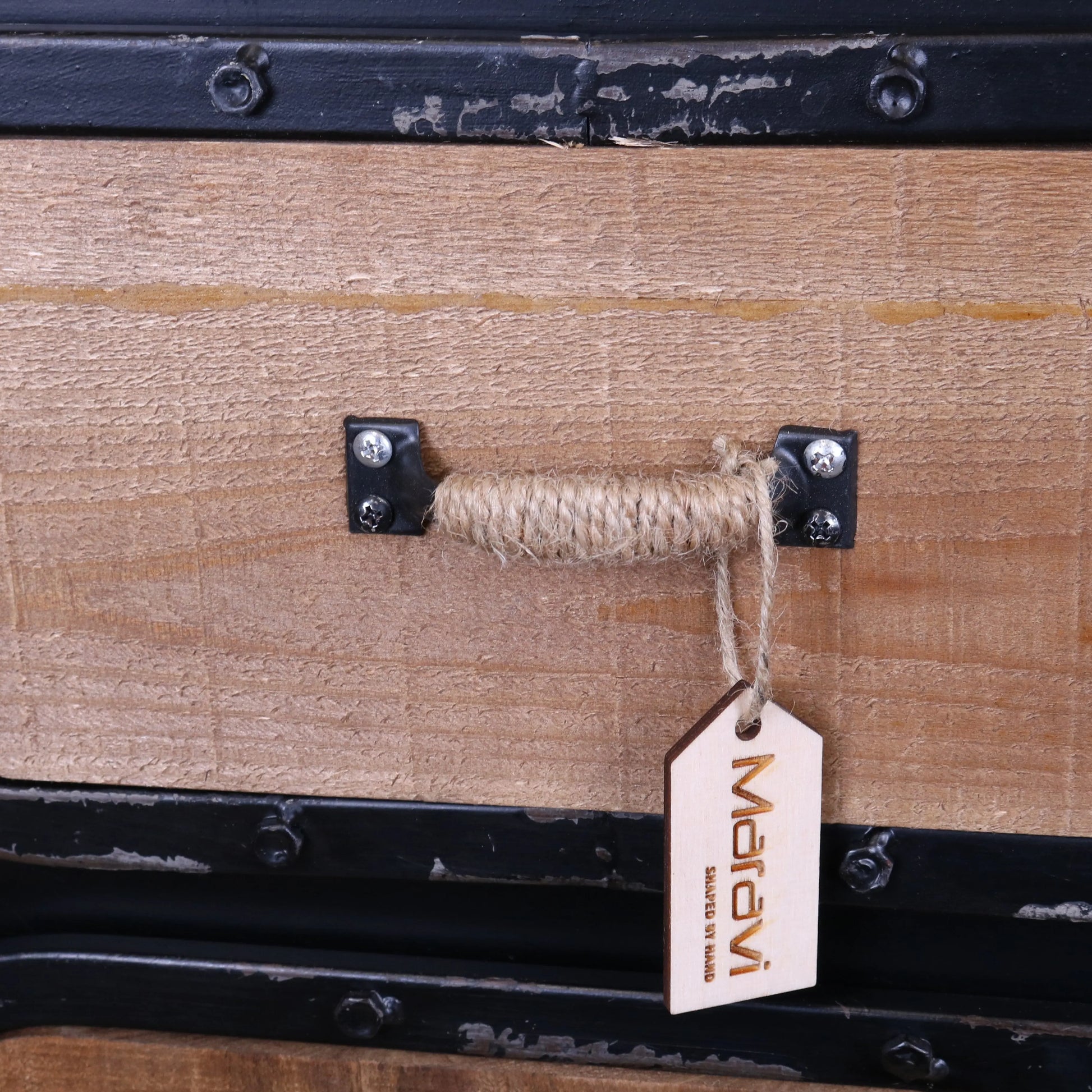 Industrial Bedside Cabinet Closeup of Handle