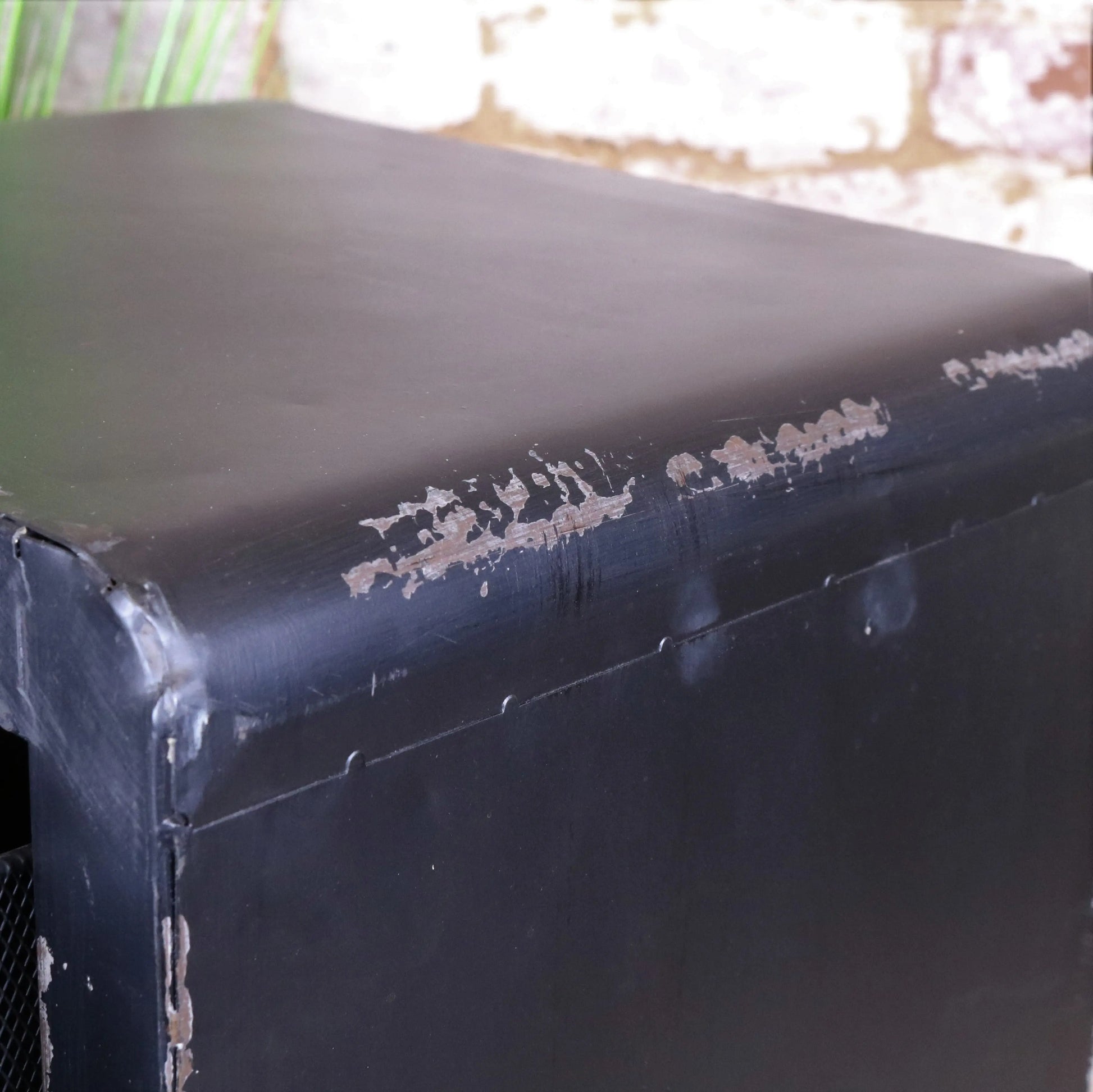 Industrial Bedside Cabinet Showing Distressed Detailing