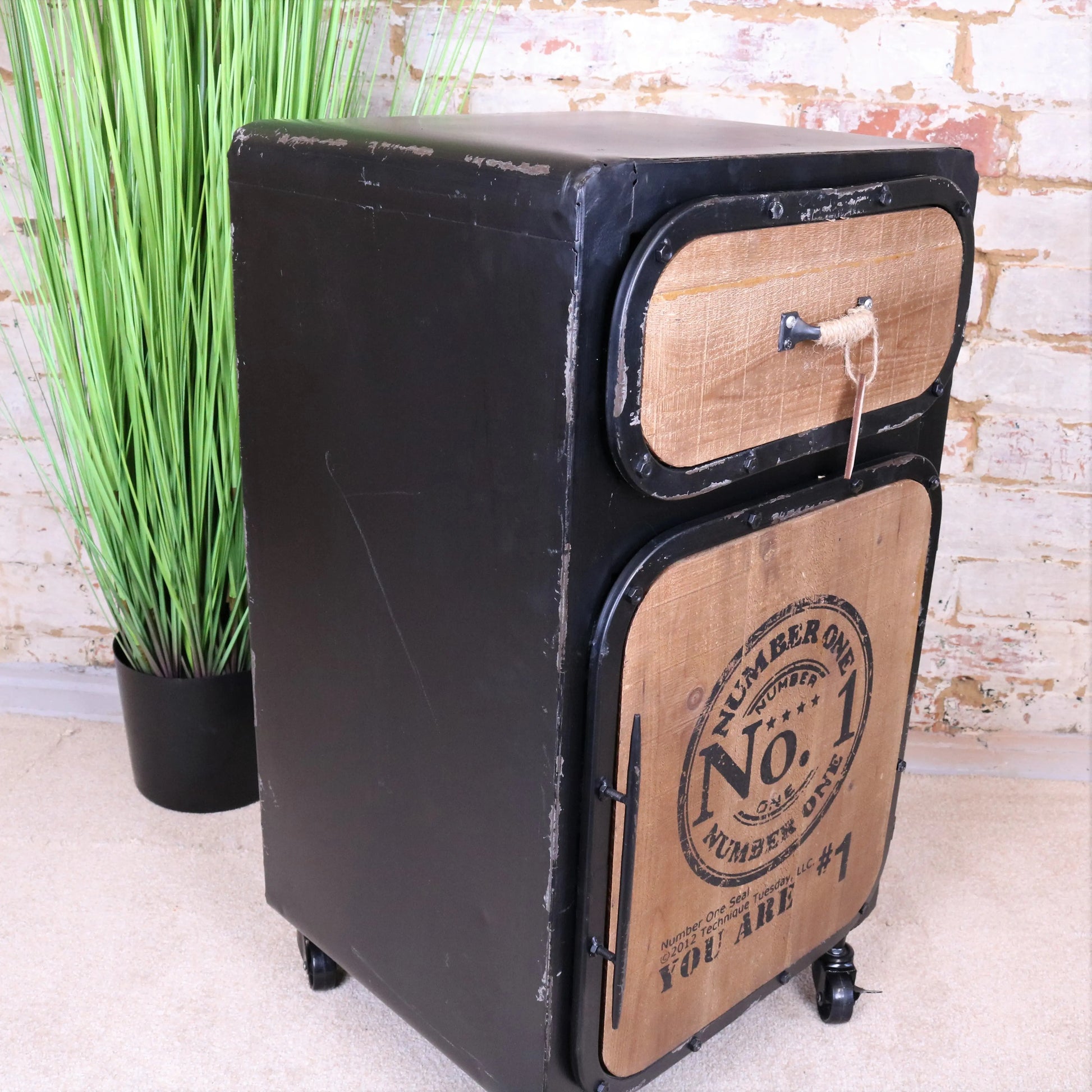 Industrial Bedside Cabinet Side View