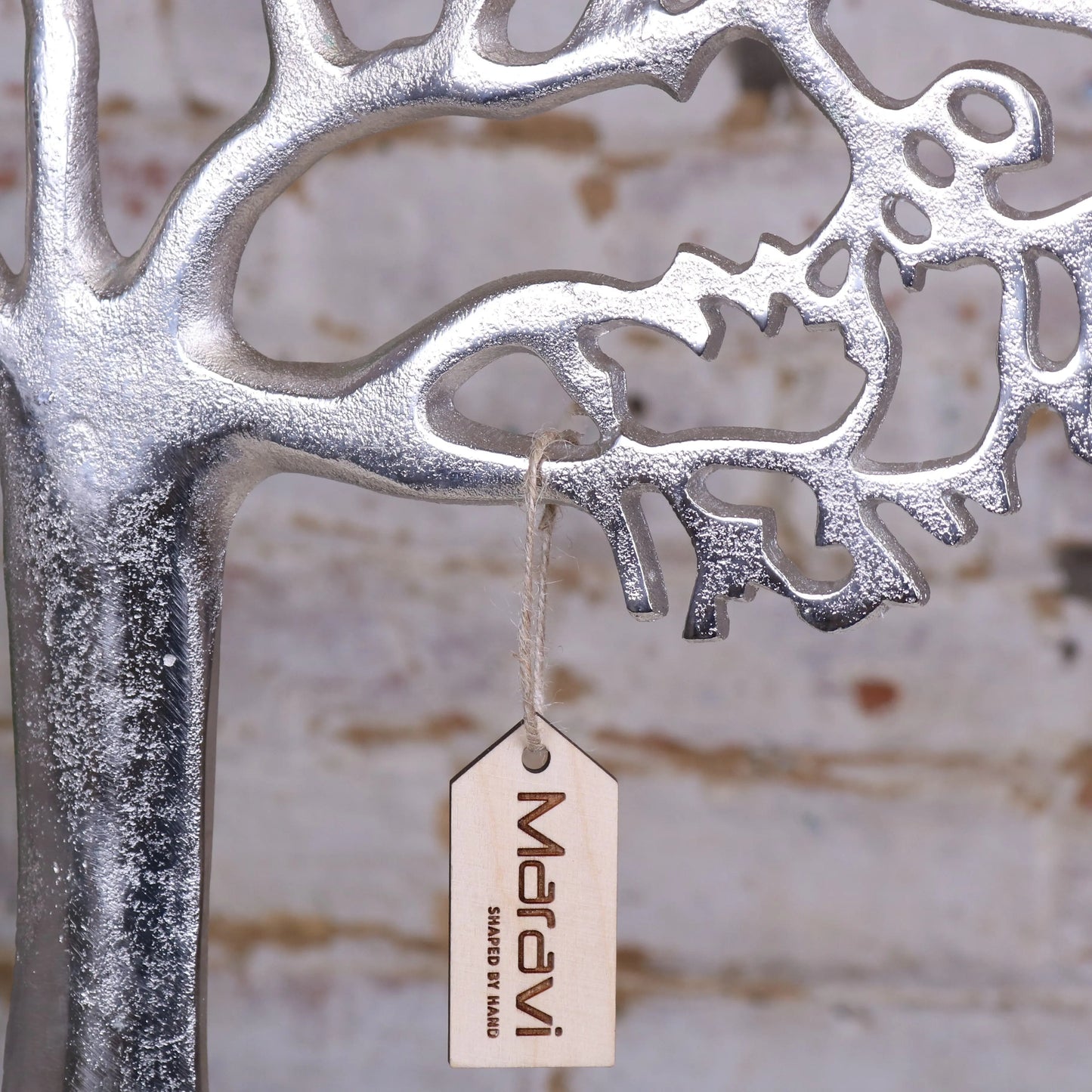 Lolam Tree Sculpture on Mango Wood Base Closeup of Branches