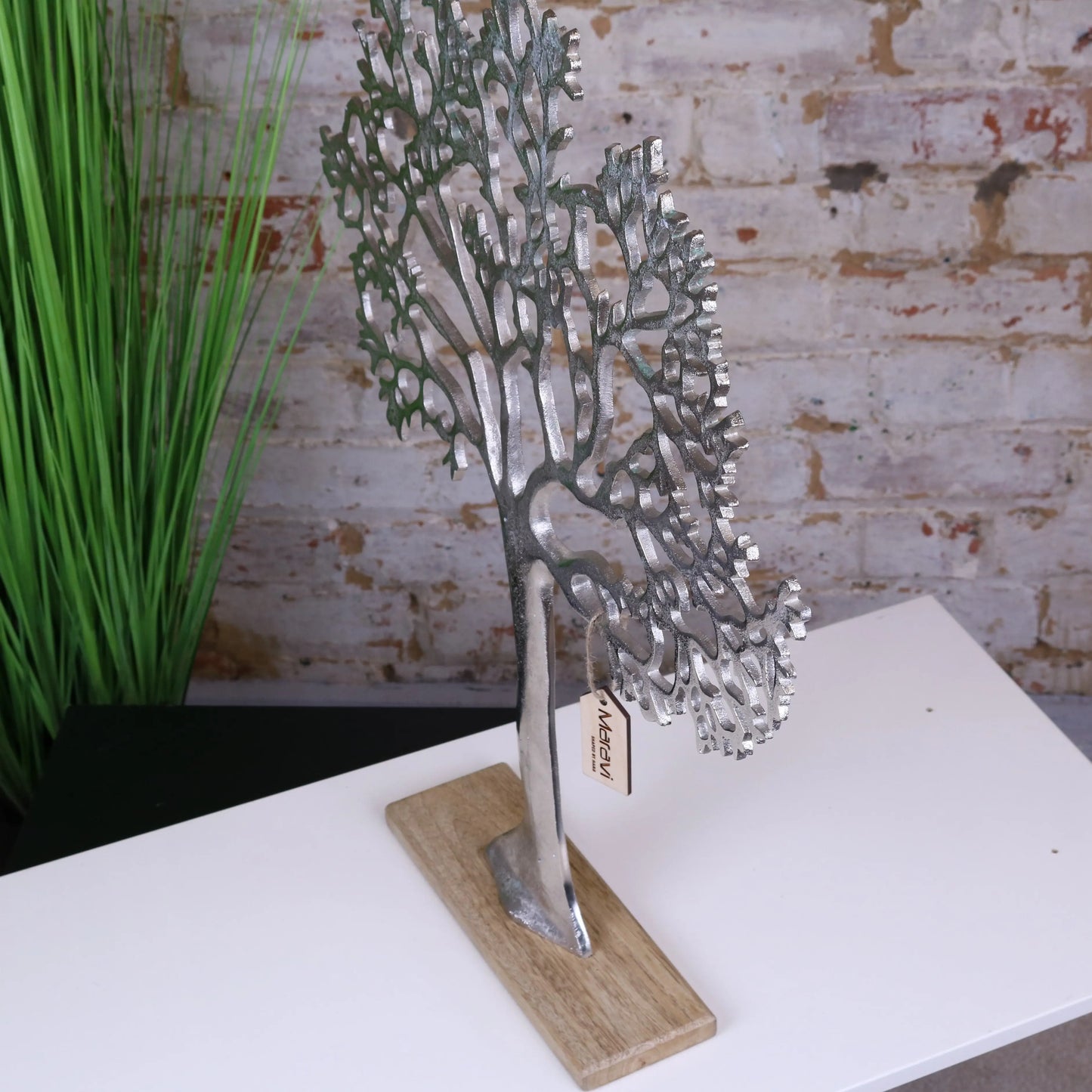 Lolam Tree Sculpture on Mango Wood Base Side View