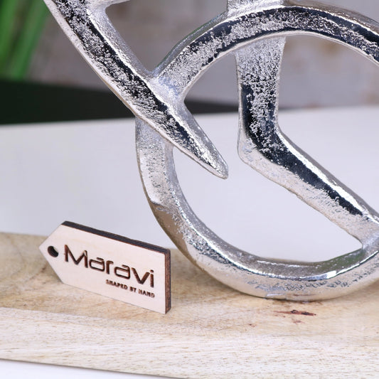 Lalpani Aluminium Cyclist Ornament Closeup of Metal Finish