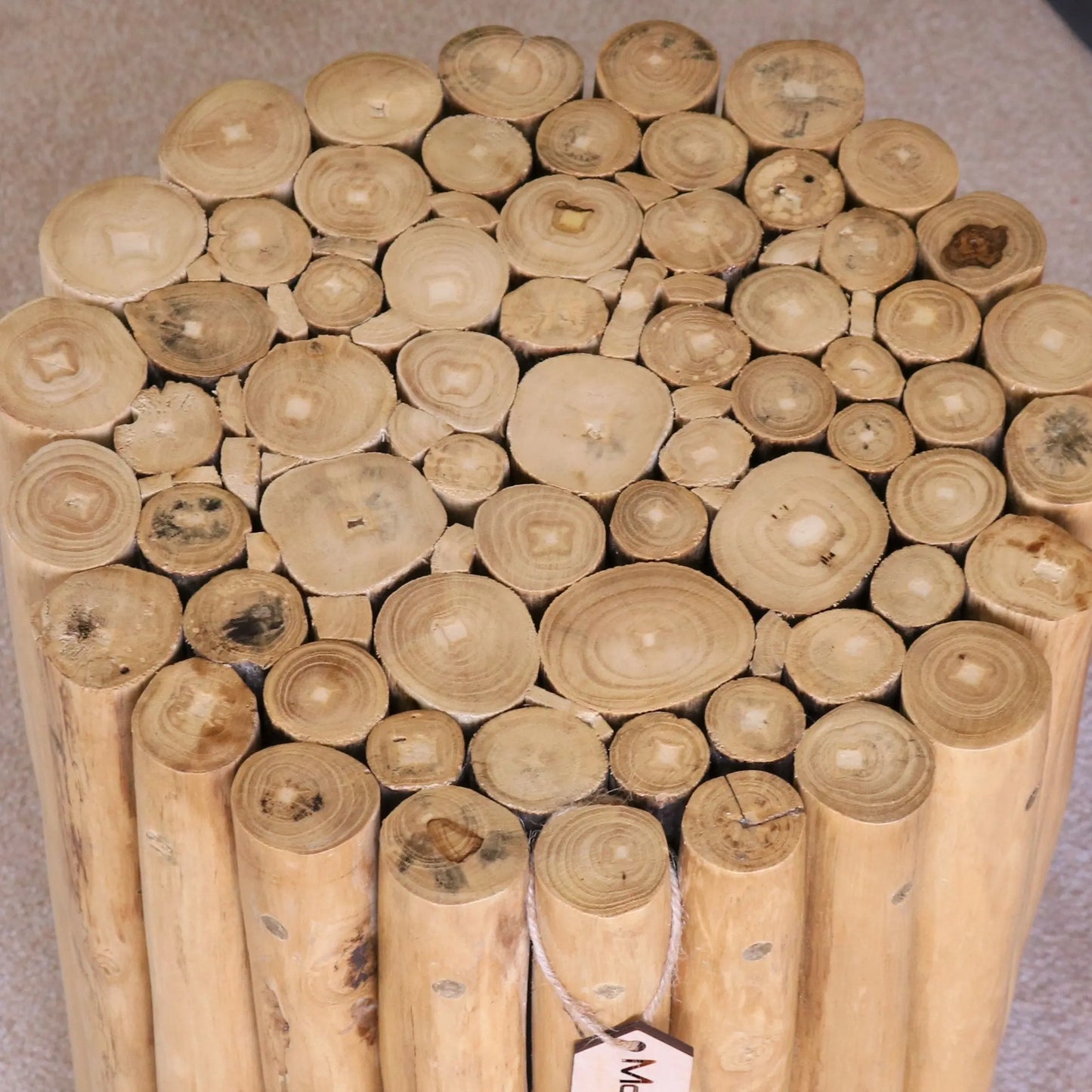 Kini Natural Logs Side Table Top View