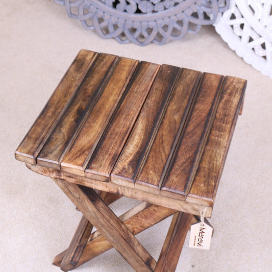 Vaitin Wooden Folding Stool Top View