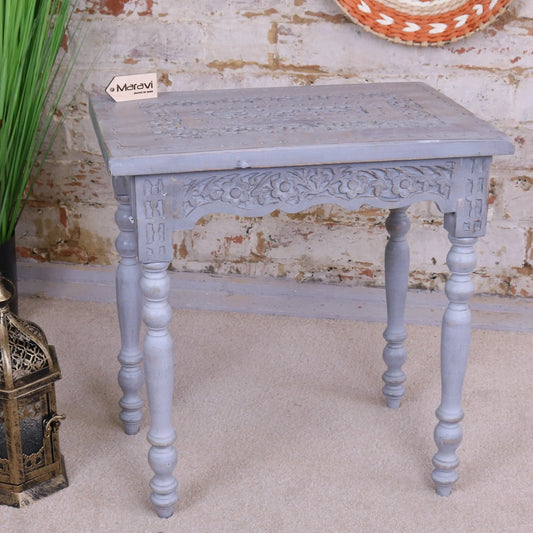 Erki Rectangular Mango Wood Side Table Grey Painted Main Image