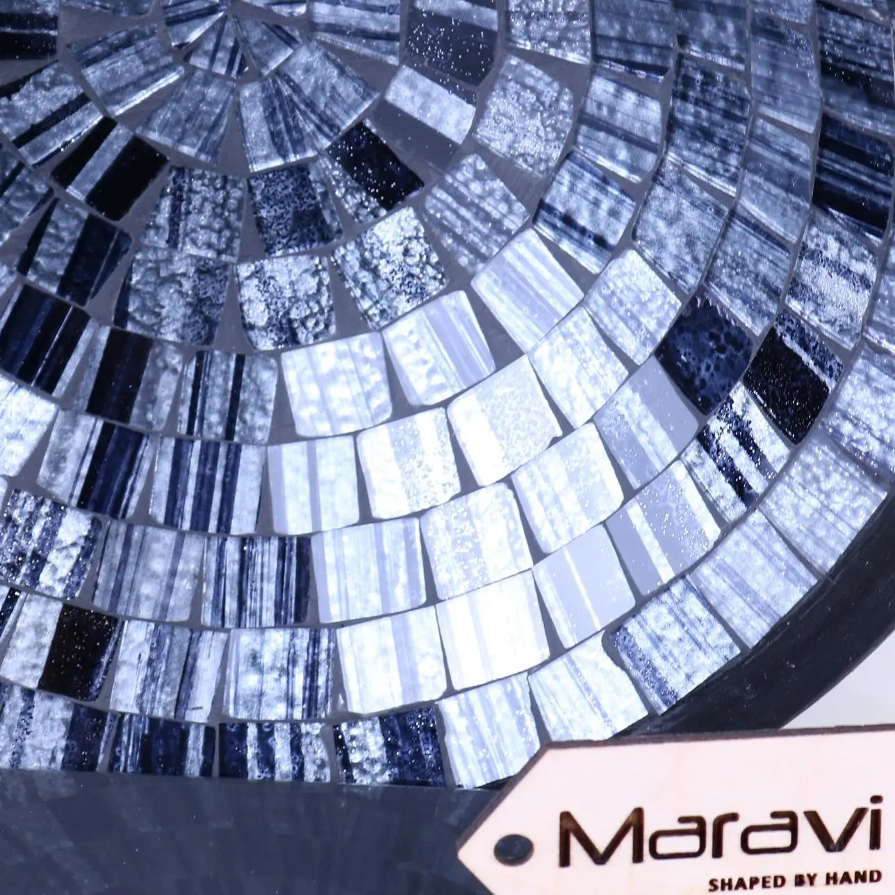 Kentra Mosaic Bowl 28cm Grey Glitter Closeup of Tiles
