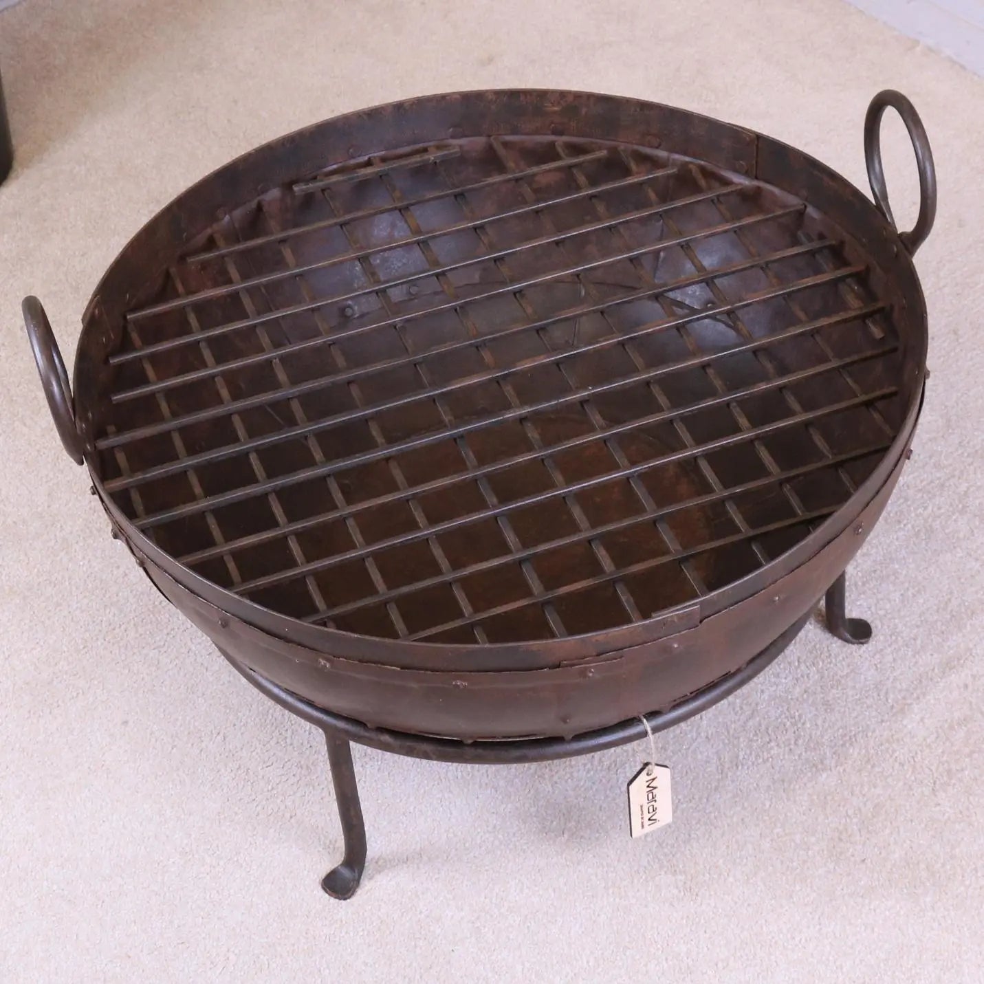 Vintage Kadai Bowl with Stand Garden Fire Pit Bowls 60cm Size Top View