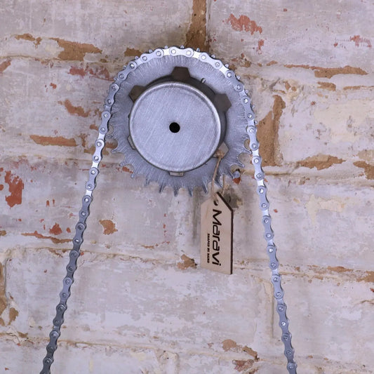 Rajola Bike Chain Style Industrial Wall Clock Closeup of Cog
