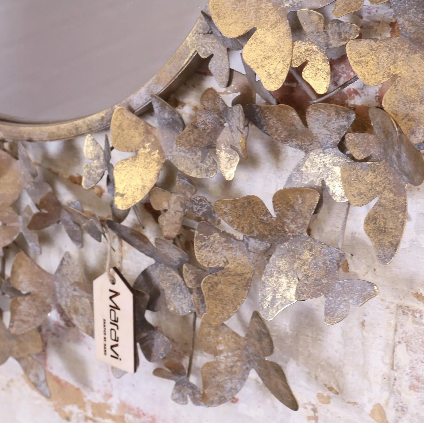 Eklora Butterfly Surround Gold Mirror 82cm Closeup of Butterflies