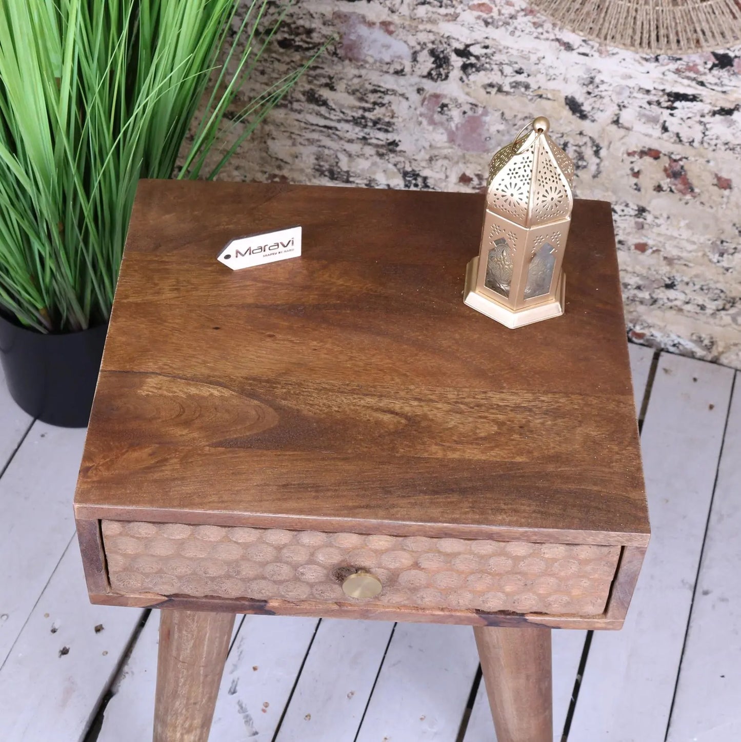 Joypur Bedside Cabinet Mango Wood Top View