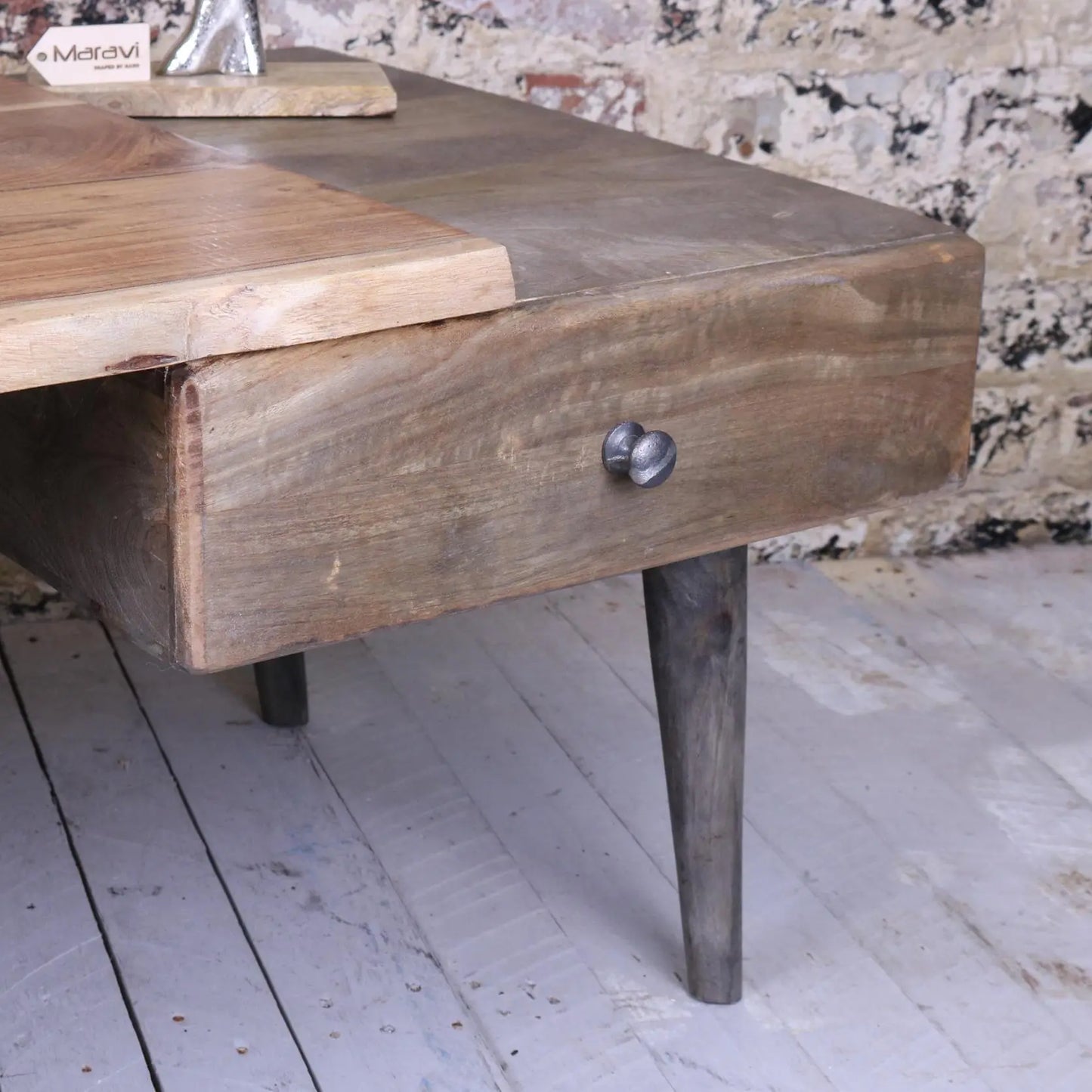 Koptuli Living Edge Coffee Table Closeup of Drawer