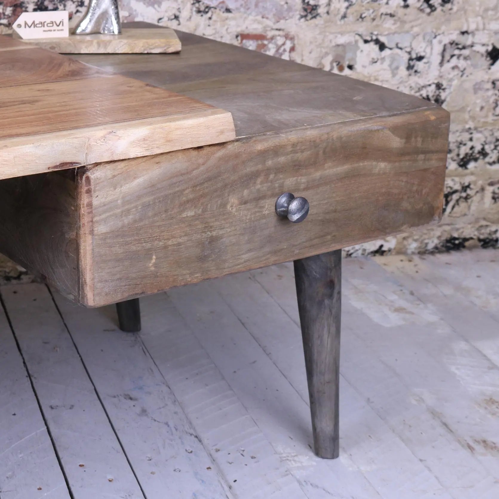 Koptuli Living Edge Coffee Table Closeup of Drawer