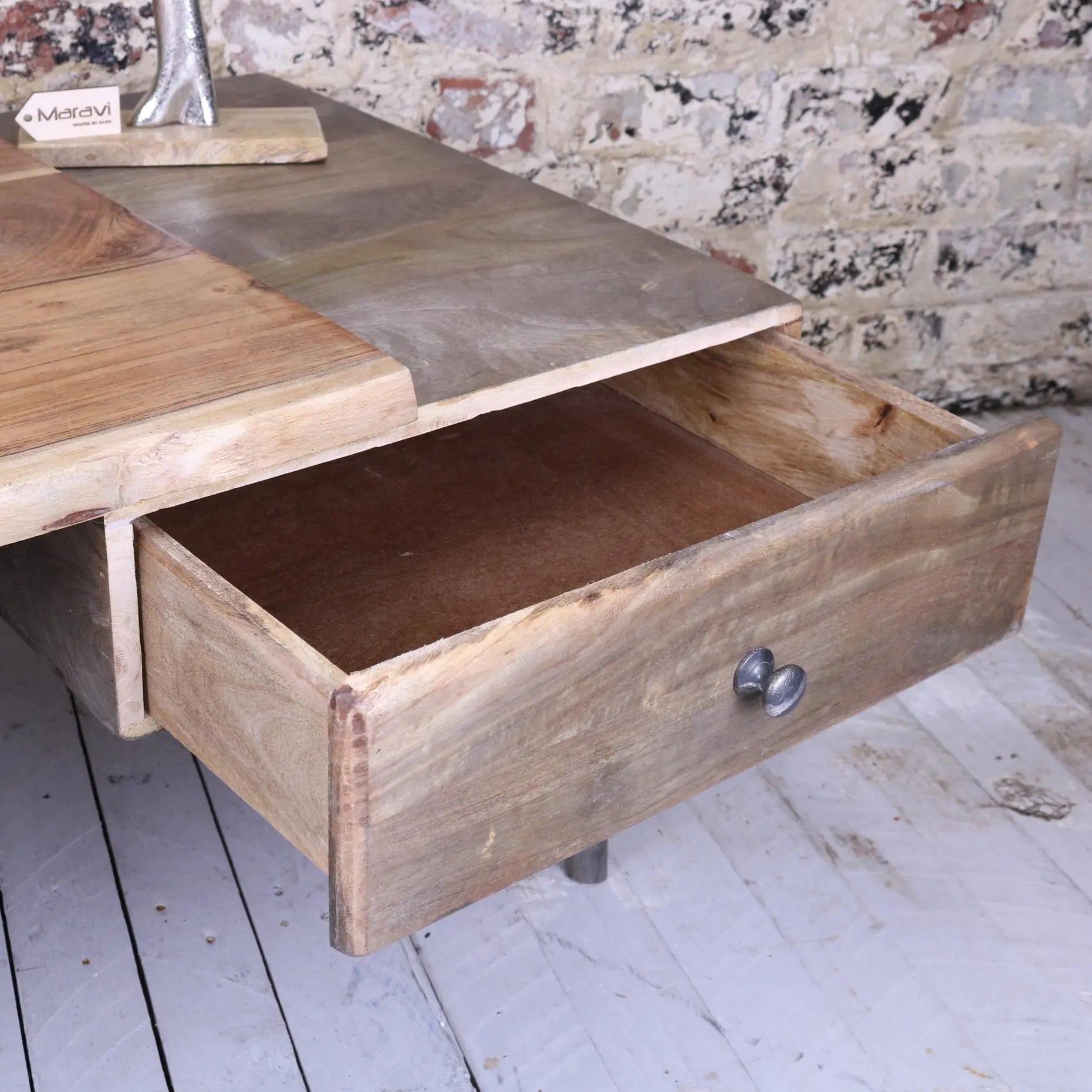 Koptuli Living Edge Coffee Table Drawer Open