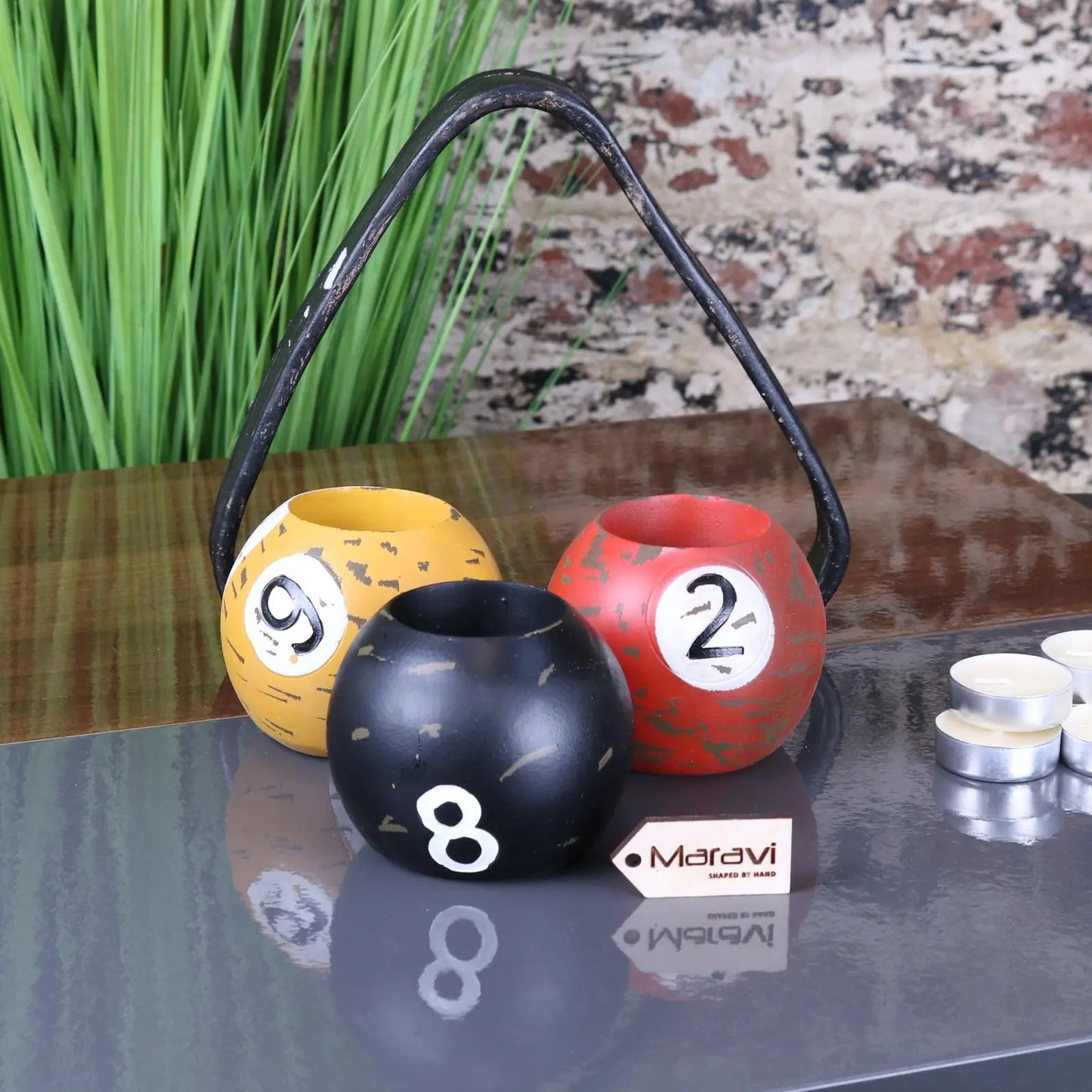 Ingali Pool Ball Candle Holders Separated Out View
