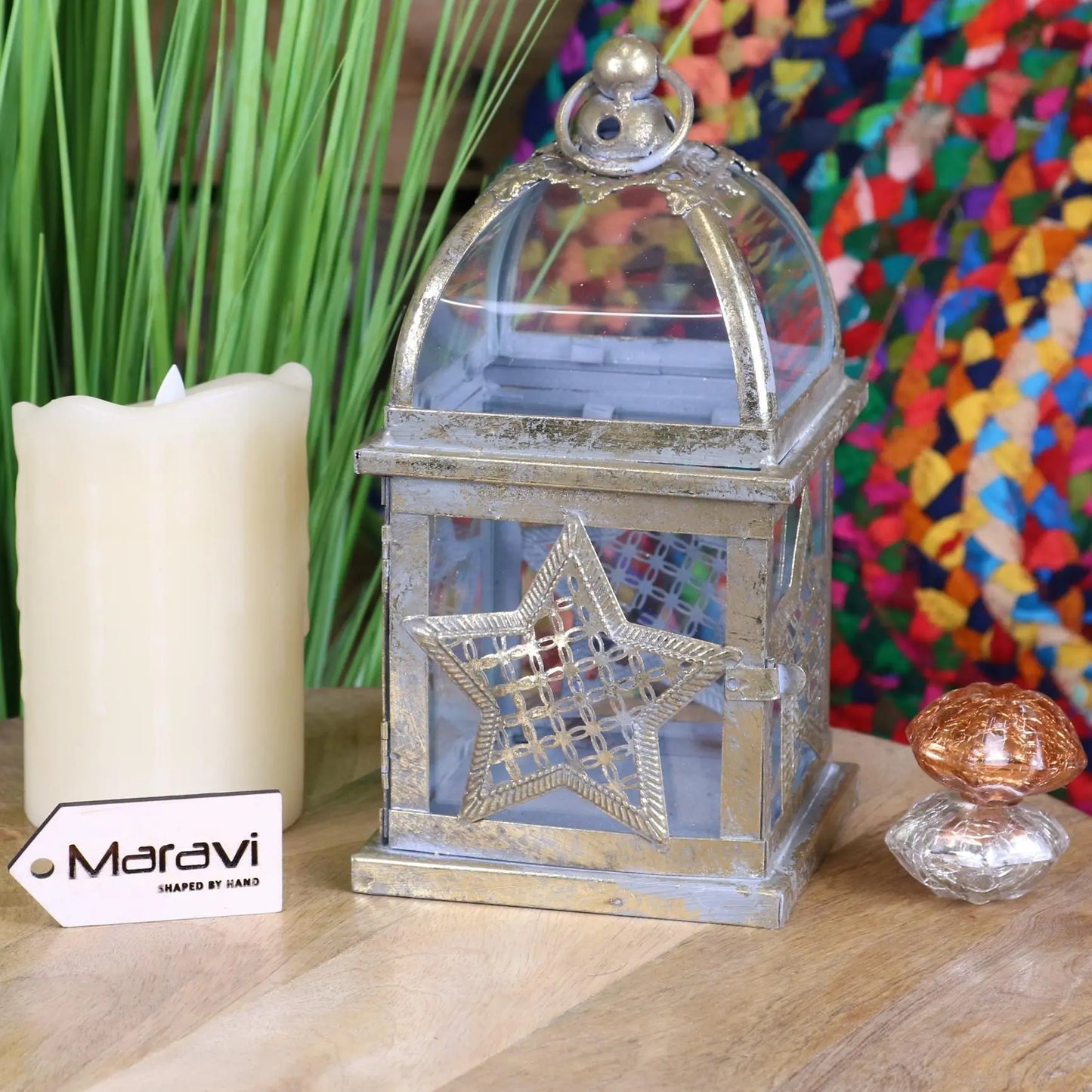 Patera Antique Style Square Lantern Star Design - Main Image