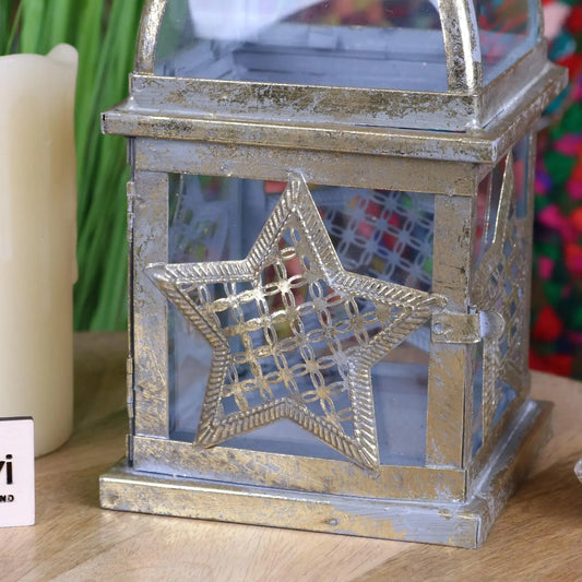 Patera Antique Style Square Lantern - Closeup of Star Detail