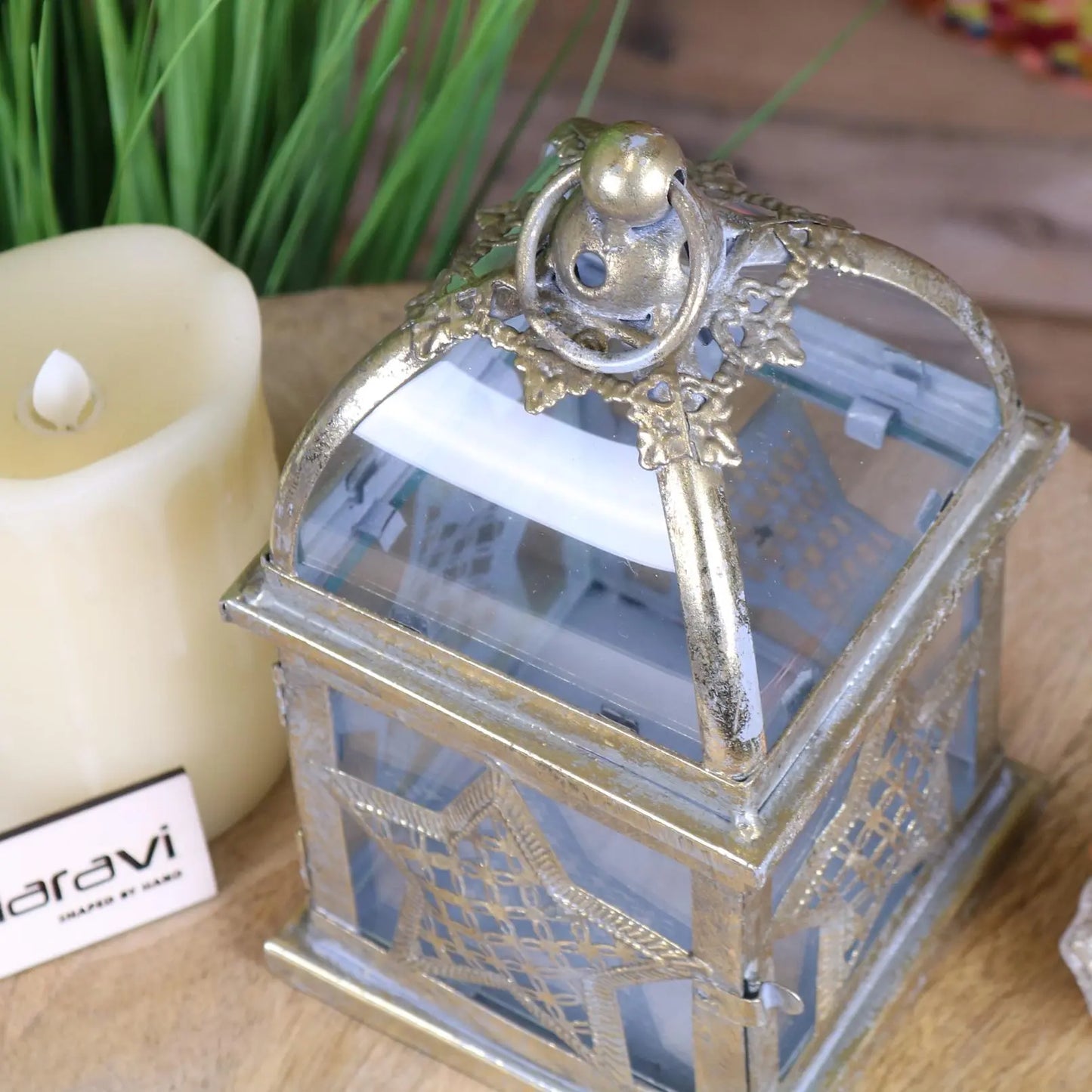 Patera Antique Style Square Lantern Star Design - Top View