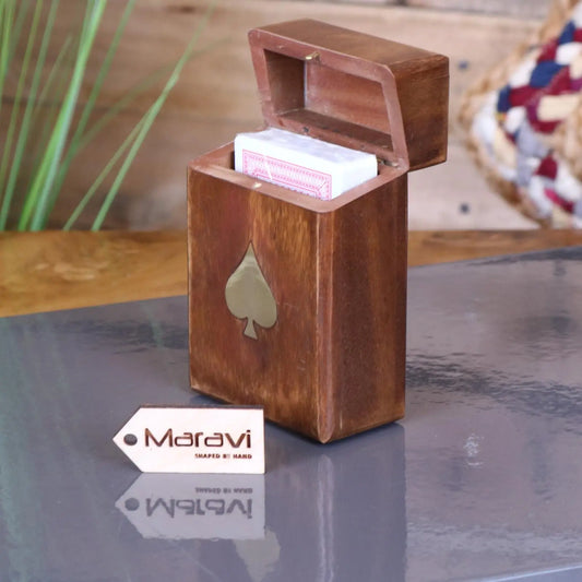 Harra Sheesham Wood Playing Card Box - Side View
