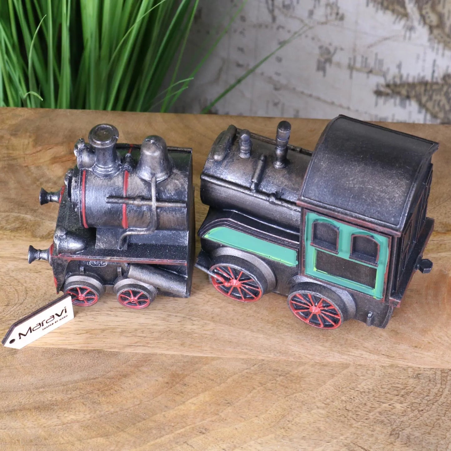 Mahun Steam Model Train Bookends - Top View