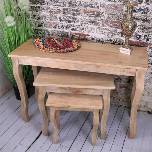 Golpur Solid Mango Wood Console Table Set of 3 - Main Image