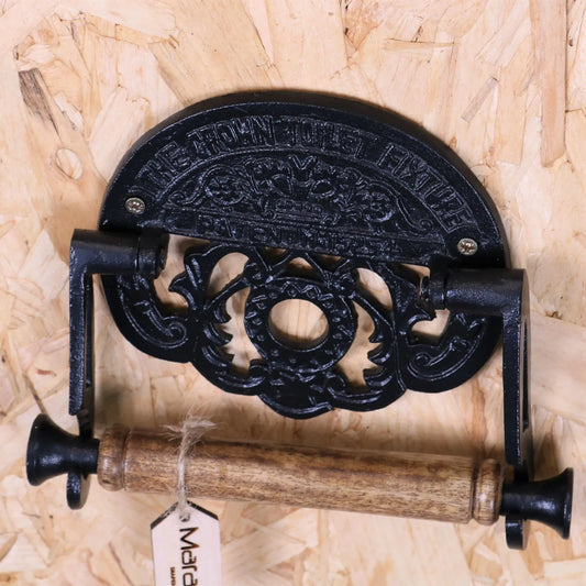 Vintage Style Toilet Roll Holder The Crown Toilet Fixture - Angled Side View