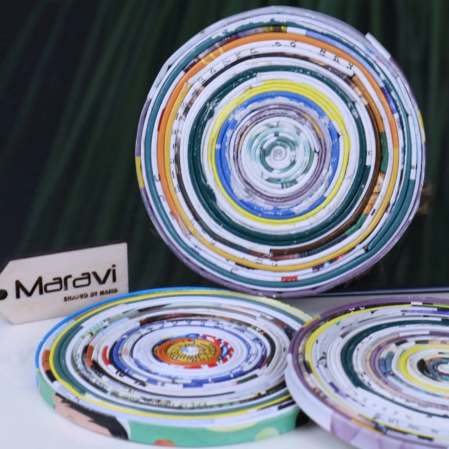 Kauli Set of 3 Recycled Paper Coasters - Showing Standing Coaster