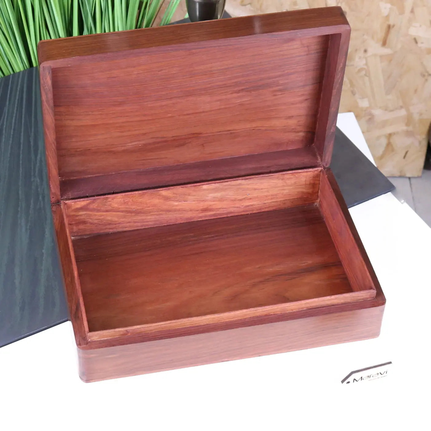Chamring Large Carved Storage Box - Opened Up