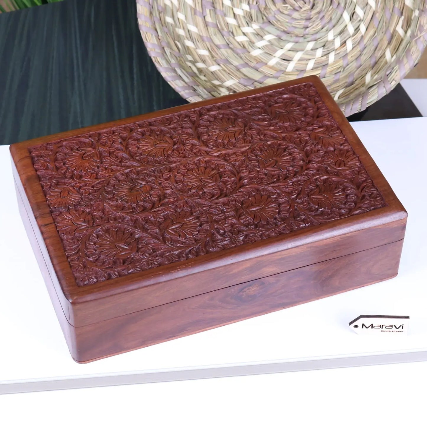 Sateek Large Carved Storage Box - Main Image
