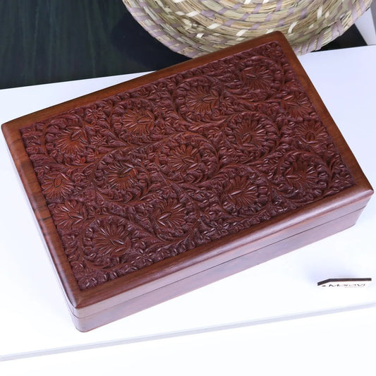 Sateek Large Carved Storage Box - Top View
