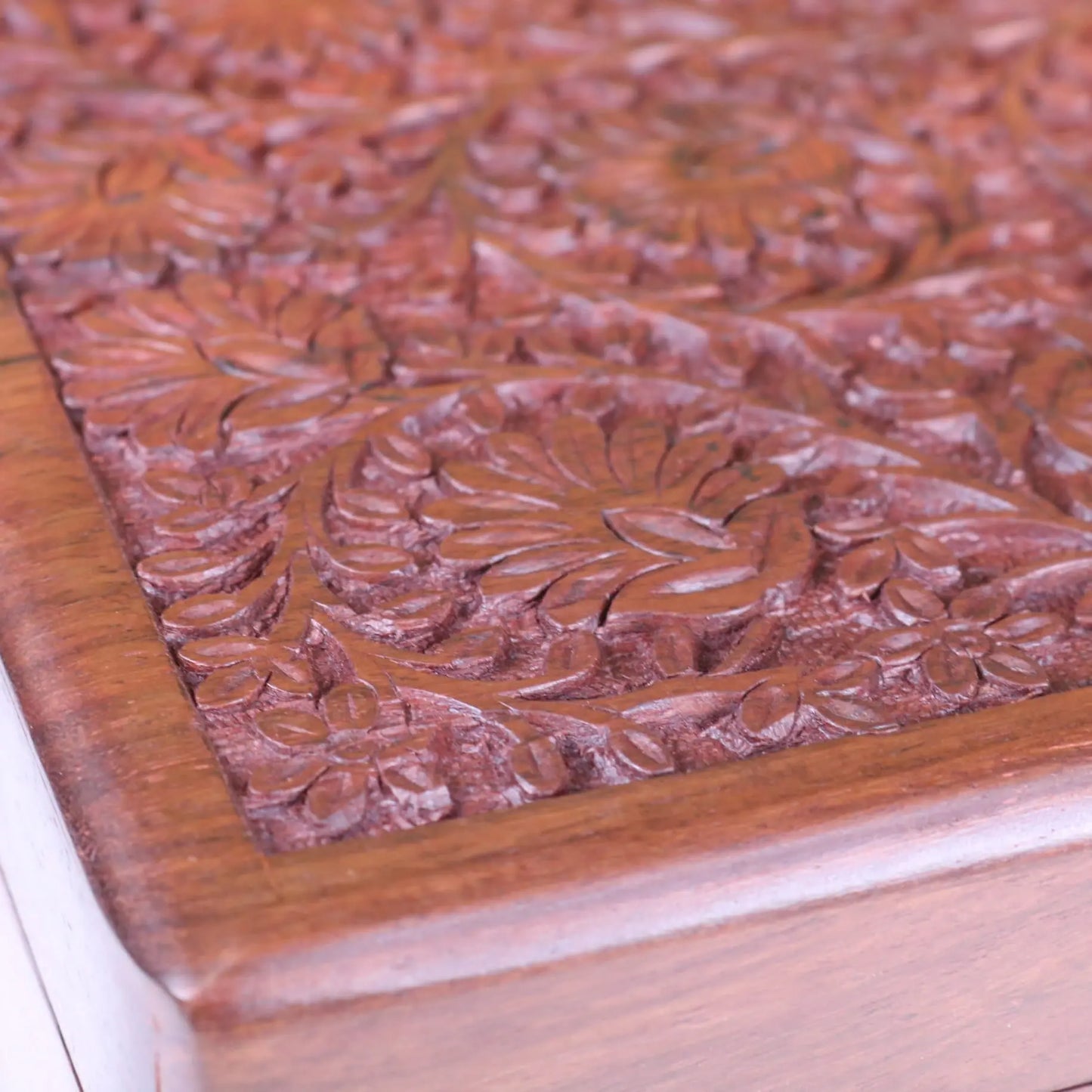 Sateek Large Carved Storage Box - Closeup of Carving