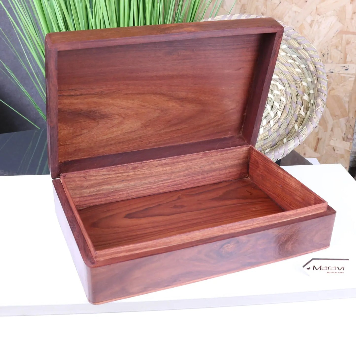 Sateek Large Carved Storage Box - Showing Box Open