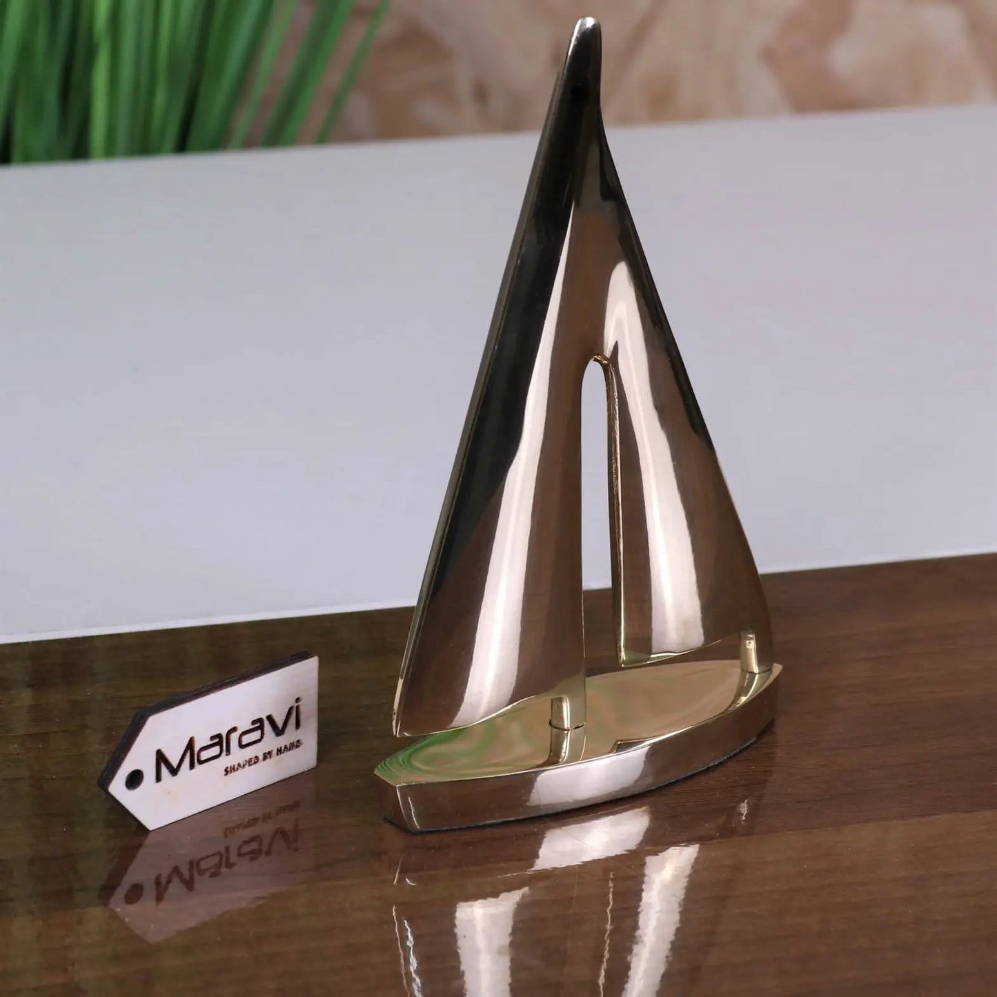 Nabha Brass Yacht Boat Model Ornament - Main Image