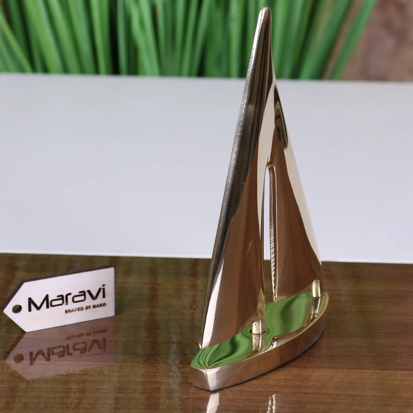 Nabha Brass Yacht Boat Model Ornament - Side View