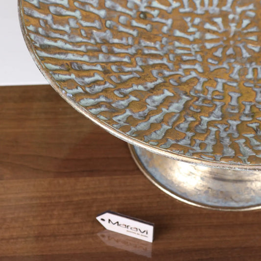 Barati Decorative Bowl on Stand Antique Gold - Closeup of Textured Finish