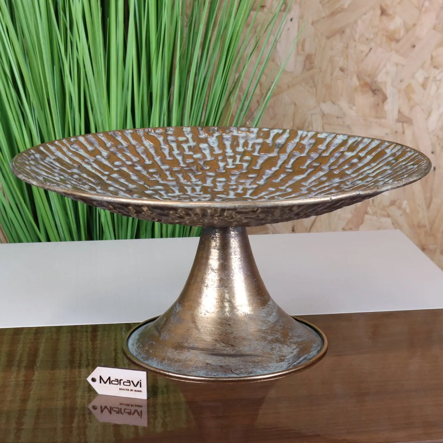 Barati Decorative Bowl on Stand Antique Gold - Front View
