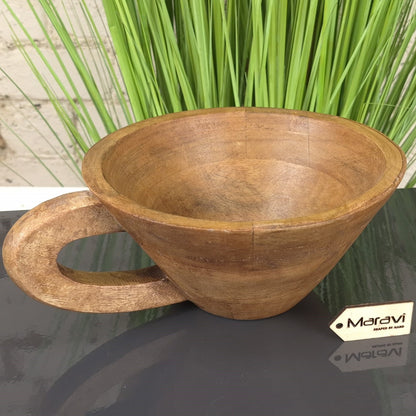 Baddo Mug Shape Wooden Bowl with Handle - Handle to left